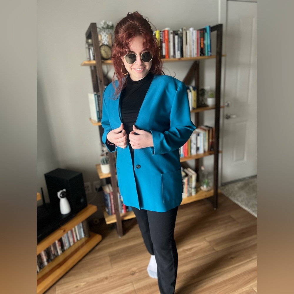 Vintage teal blue blazer